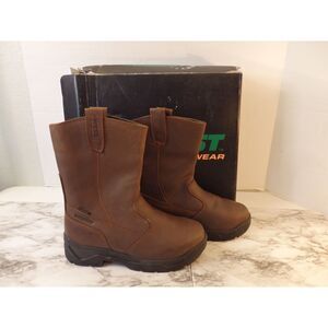 NEW Hytest Safety Footwear Brown Slip-on Boot size Men's 10W